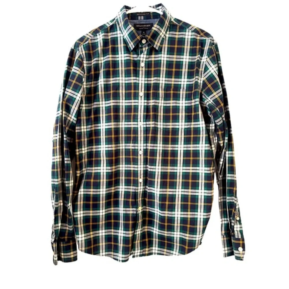 Banana Republic Organic Cotton Untucked Fit‎ Plaid Button Down Shirt